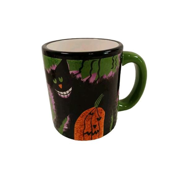 Halloween Lillian Vernon Vintage Black Cat 8" Dessert Plate 12oz Coffee Mug READ - Picture 3 of 8